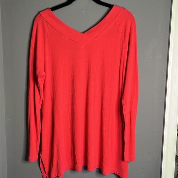 Soft Surroundings Dark Pink Ribbed Long Sleeve Top Size Medium - Picture 6 of 9